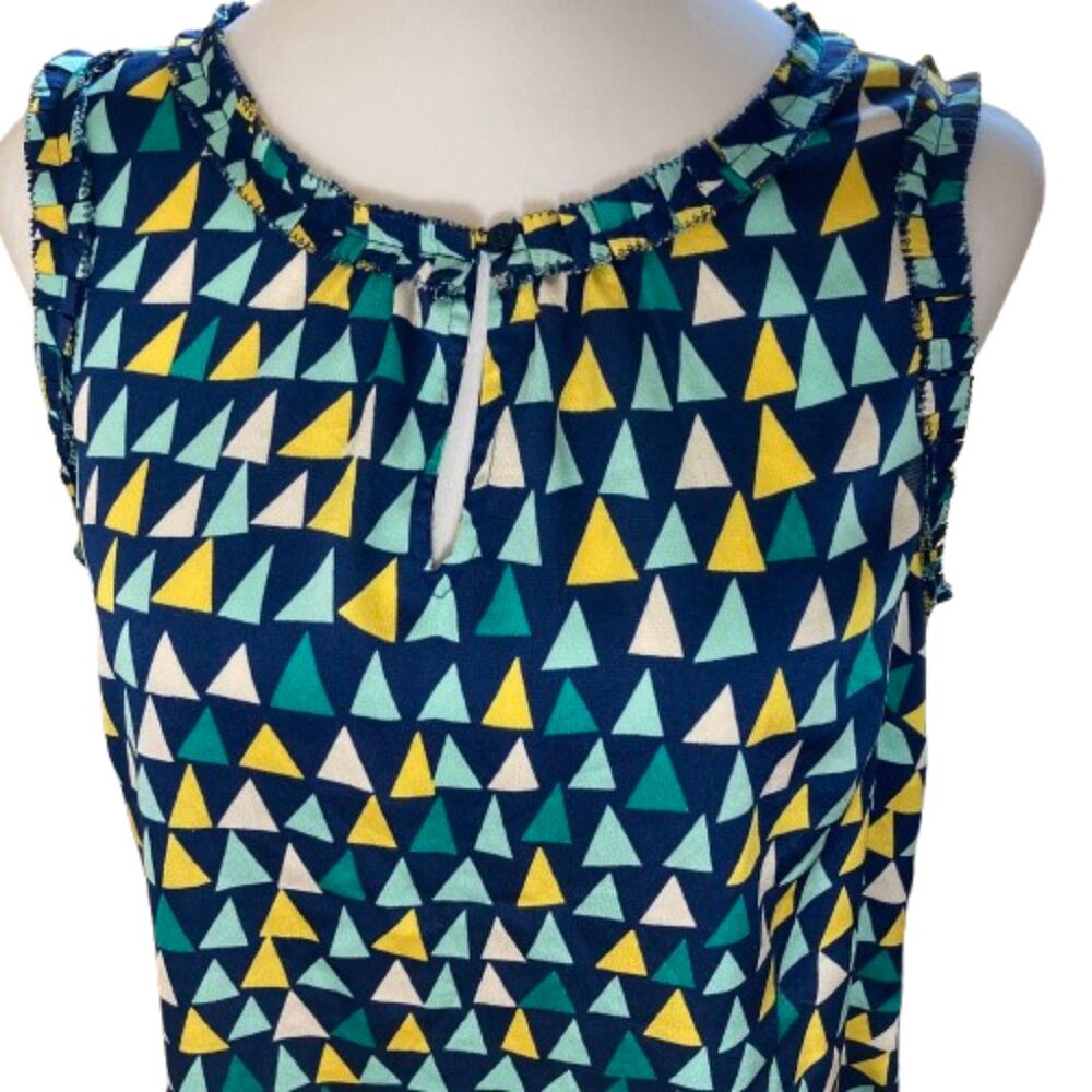 Talbots Sleeveless Top or Shell Textured Colorful Ruffle Keyhole Pull-on, sz M
